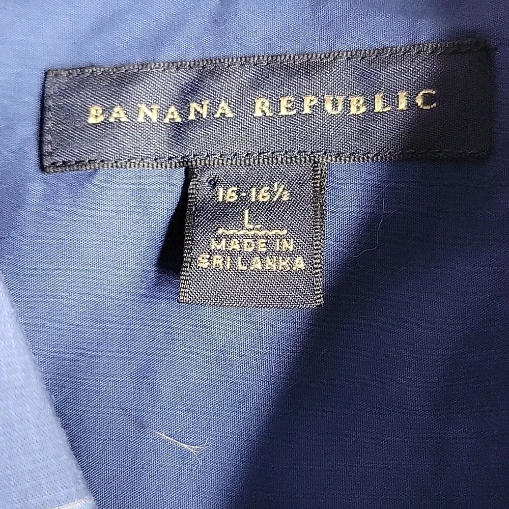 BANANA REPUBLIC Blue Striped‎ Western Shirt Large 16/16 1/2
